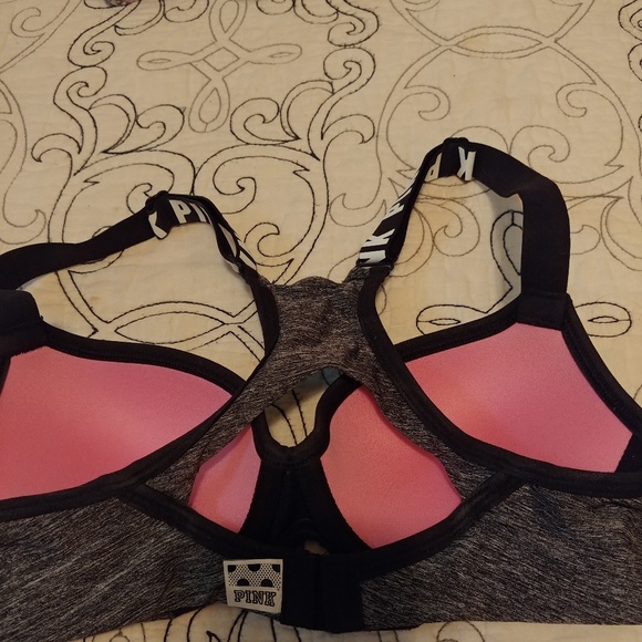 PINK heather grey sports bra - Picture 3 of 3